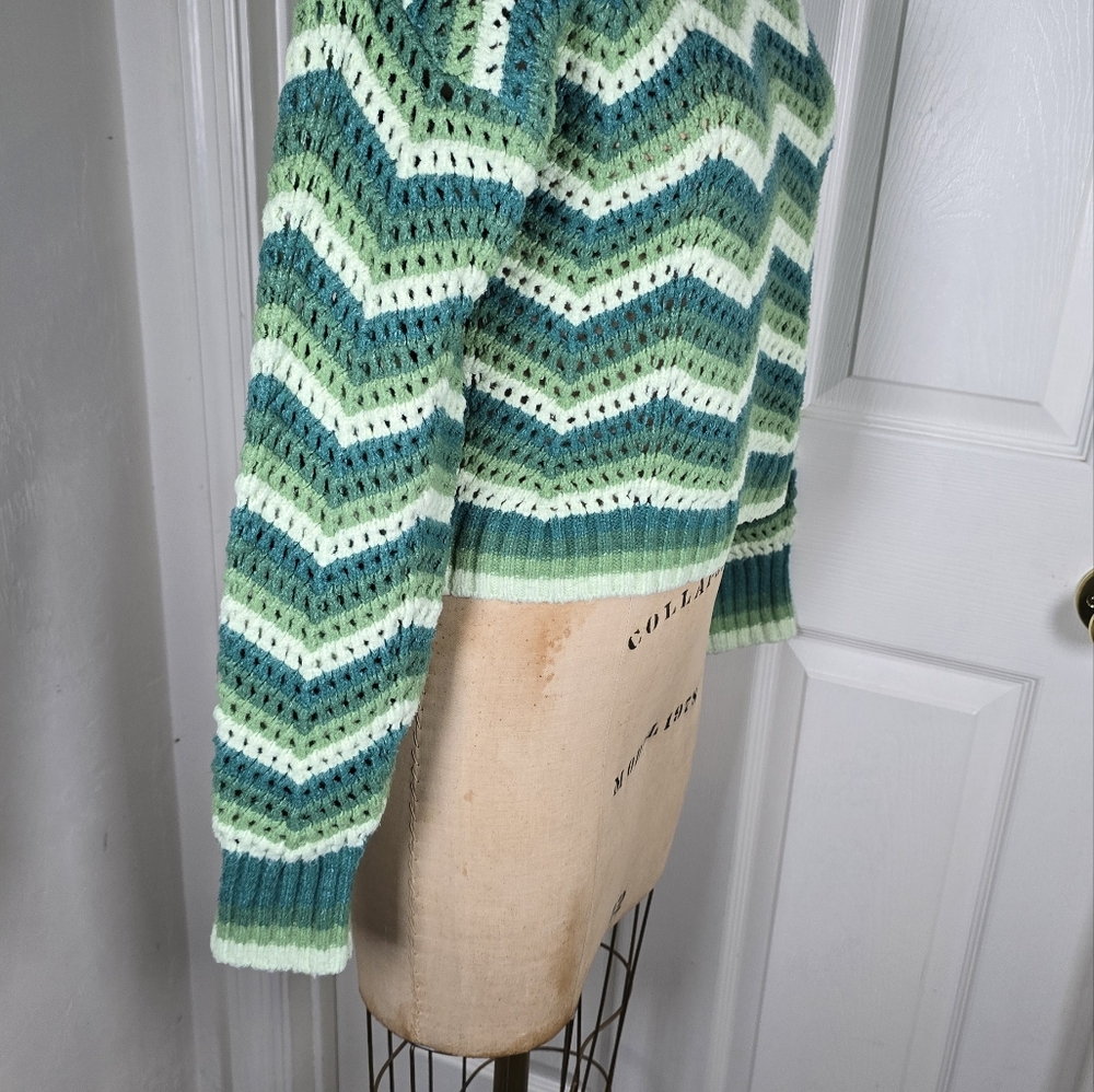 Hippie Rose Shades Of Green Crop Womens Sweater M‎ - Picture 3 of 9
